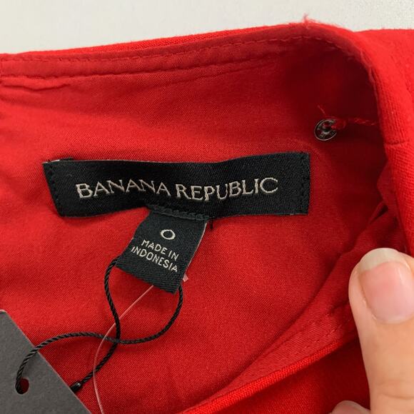 Banana Republic Dress Women 0 Red High Neck Sleeveless Keyhole Back Lined Flare - Picture 10 of 15